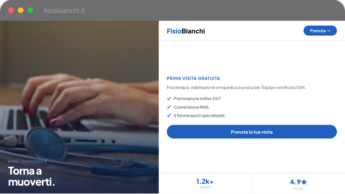 Esempio di sito: centro fisioterapico