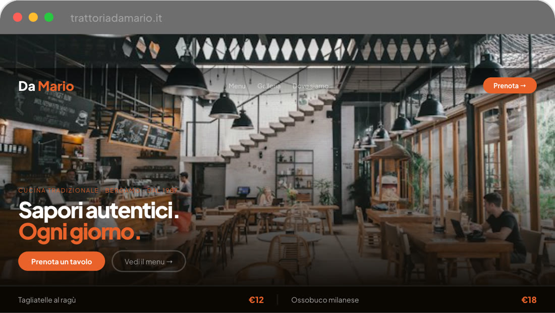 Esempio di sito: trattoria